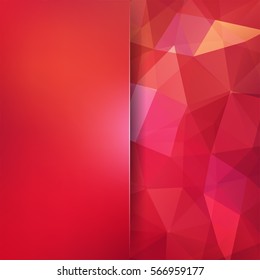 Abstract mosaic background.  Blur background.  Triangle geometric background. Design elements. Vector illustration. Red, orange colors