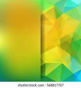Abstract mosaic background.  Blur background.  Triangle geometric background. Design elements. Vector illustration. Yellow, green, blue colors. 