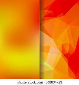Abstract mosaic background.  Blur background.  Triangle geometric background. Design elements. Vector illustration. Yellow, orange, red colors. 