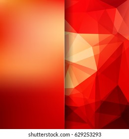 Abstract mosaic background. Blur background. Triangle geometric background. Design elements. Vector illustration. Red, orange colors.