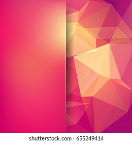 Abstract mosaic background. Blur background. Triangle geometric background. Design elements. Vector illustration. Pink, orange, yellow colors.
