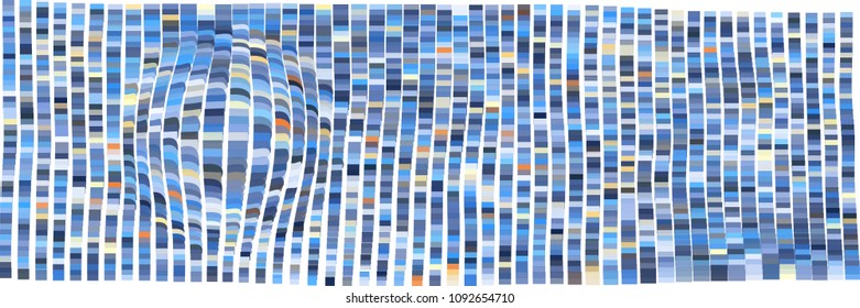Abstract mosaic background. Chaotically scattered shapes of different colors and transparency. Wavy pixel pattern. Colorful geometric backdrop.