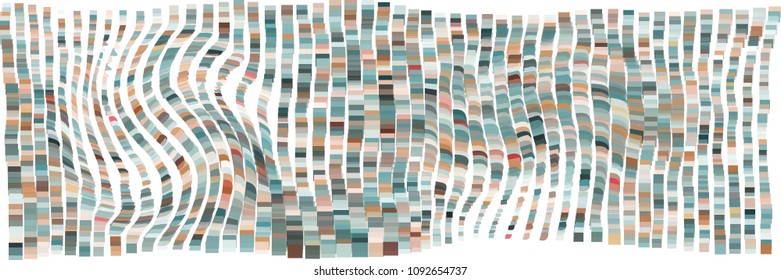 Abstract mosaic background. Chaotically scattered shapes of different colors and transparency. Wavy pixel pattern. Colorful geometric backdrop.
