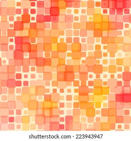Abstract mosaic background of colored squares with rounded corners for design. red-orange gamma. Vector.