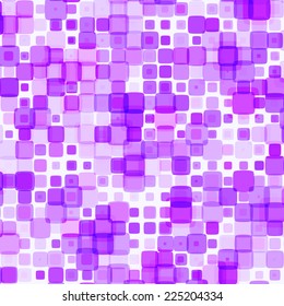 Abstract mosaic background of colored squares with rounded corners for design.  pink and purple gamma. Vector.