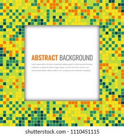 Abstract mosaic background with colorful pixels. Party invitation design template. Vector illustration