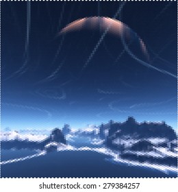 Abstract mosaic background depicting fantastic alien landscape