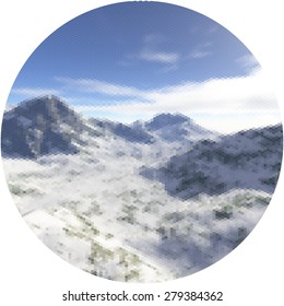Abstract mosaic background depicting mountain landscape