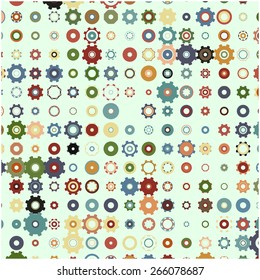 Abstract mosaic background with elements in the form of multicolored gears 