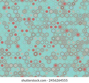 Abstract Mosaic Background. Geometric elements of varied style and color. Hexagon geometric shapes. Tileable pattern. Seamless background. Gorgeous vector illustration.