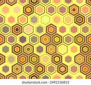 Abstract Mosaic Background. Geometric elements of varied style and color. Honeycomb cells. Tileable pattern. Seamless background. Gorgeous vector illustration.