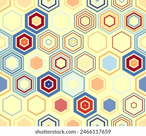 Abstract Mosaic Background. Geometric shapes of varied style and color. Large honeycomb cells. Tileable pattern. Seamless background. Gorgeous vector illustration.