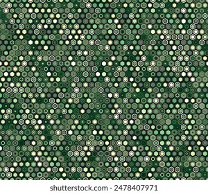 Abstract Mosaic Background. Geometric shapes of varied style and color. Regular hexagon shapes. Tileable pattern. Seamless background. Gorgeous vector illustration.