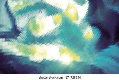 Abstract mosaic background with green, blue and yellow spots. Editable vector illustration.