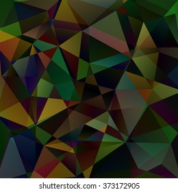 Abstract mosaic background. Green, brown, black colors. Triangle geometric background. Design elements. Vector illustration