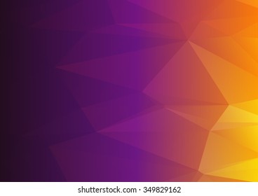 Fondo Abstractas del mosaico. fondo gráfico de la ilustración del estilo del bajo poly triangular arrugado geométrico amarillo púrpura oscuro multicolor. Vector de negocios de diseño poligonal.