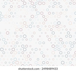 Abstract Mosaic Background. Multicolored geometric elements of varied size. Stacked hexagons mosaic pattern. Hexagon geometric shapes. Tileable pattern. Seamless vector illustration.