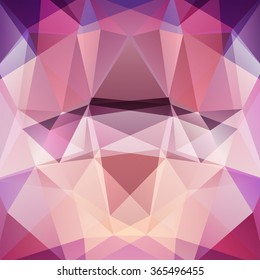 Abstract mosaic background.  Pink, white, violet colors. Triangle geometric background. Design elements. Vector illustration