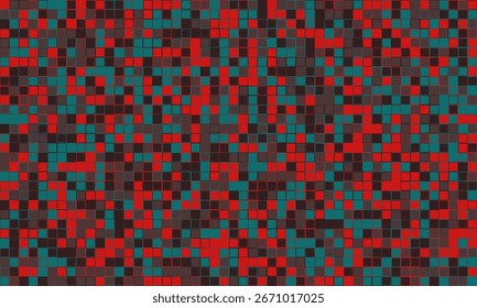 Fondo de mosaico Abstractas con cuadrados rojos, azules y grises oscuros.  Ideal para Anuncios de Sitio web, presentaciones de tecnología o proyectos de diseño moderno.  Representa datos, tecnología o conceptos digitales.