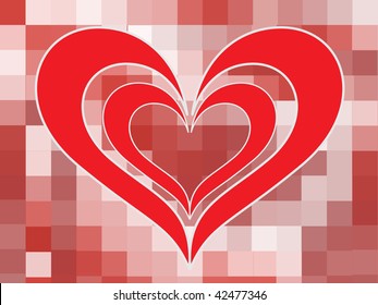 abstract mosaic background with romantic red heart