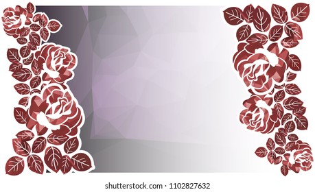 Abstract mosaic background with roses. Vector clip art.