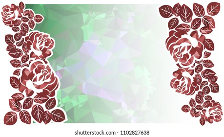 Abstract mosaic background with roses. Vector clip art.