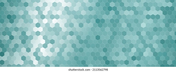 Abstract mosaic background shiny hexagonal tiles in light blue colors