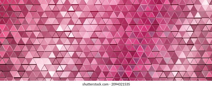 Abstract mosaic background of shiny mirrored triangle tiles in red colors