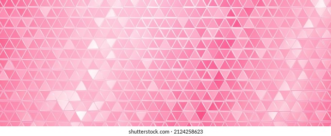 Abstract mosaic background of shiny mirrored triangle tiles in pink colors