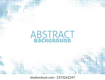Resumen del fondo de mosaico con pequeños cuadrados azul pálido sobre fondo blanco. Patrón gráfico vectorial de punto con efecto semitónico