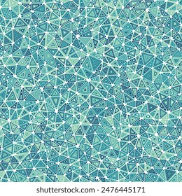 Abstract Mosaic Background. Small triangles size. Multiple repeated inner triangles. Multicolored style. Repeatable pattern. Elegant vector tiles. Seamless vector illustration.