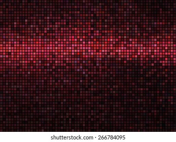 Abstract mosaic background. Square pixel mosaic. Lights red disco texture