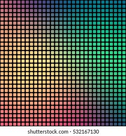 Abstract mosaic background squares on a black background. Bright shades.