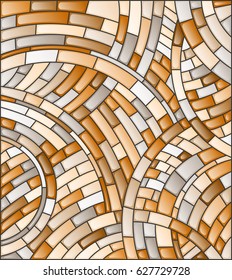 Abstract mosaic background of  tiles on a dark background, brown tone,sepia