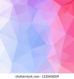 Abstract mosaic background. Triangle geometric background. Design elements. Vector illustration. Pink, blue, white colors