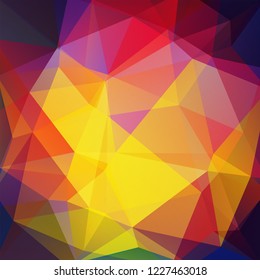 Abstract mosaic background. Triangle geometric background. Design elements. Vector illustration. Yellow, red, orange, purple, brown colors.