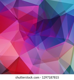Abstract mosaic background. Triangle geometric background. Design elements. Vector illustration. Blue, red, pink, purple colors.