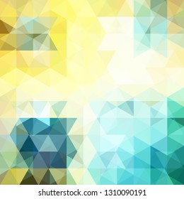 Abstract mosaic background. Triangle geometric background. Design elements. Vector illustration. Yellow, white, green colors.