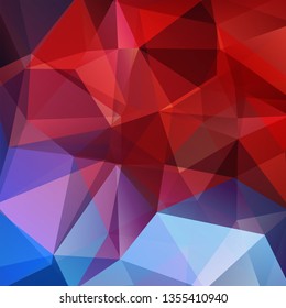Abstract mosaic background. Triangle geometric background. Design elements. Vector illustration. Red, orange, blue colors.