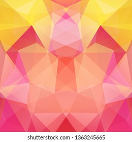 Abstract mosaic background. Triangle geometric background. Design elements. Vector illustration. Yellow, pink colors.