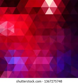 Abstract mosaic background. Triangle geometric background. Design elements. Vector illustration. Red, blue colors.