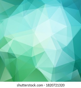 Abstract mosaic background. Triangle geometric background. Design elements. Vector illustration. Green, blue colors.