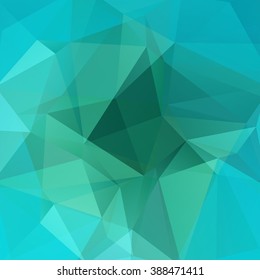 Resumen del fondo del mosaico. Fondo geométrico triangular. Elementos de diseño. Ilustración vectorial. Colores verdes y azules. 