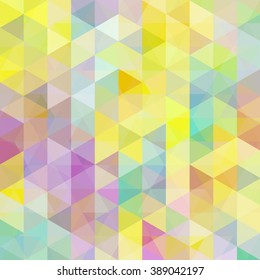 Abstract mosaic background.  Triangle geometric background. Design elements. Vector illustration. yellow, pink, green, purple colors. 