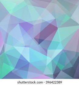 Abstract mosaic background. Triangle geometric background. Design elements. Vector illustration. Blue, purple, green colors. 