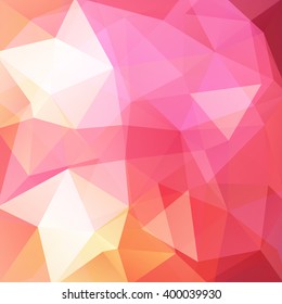 Abstract mosaic background. Triangle geometric background. Design elements. Vector illustration. Pink, orange, yellow colors. 