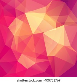 Abstract mosaic background. Triangle geometric background. Design elements. Vector illustration. Yellow, orange, pink colors. 