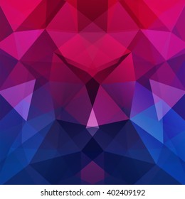 Abstract mosaic background.  Triangle geometric background. Design elements. Vector illustration. Pink, purple, blue colors. 