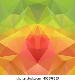Abstract mosaic background.  Triangle geometric background. Design elements. Vector illustration. Green, yellow, orange, red colors. 