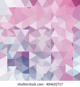 Abstract mosaic background.  Triangle geometric background. Design elements. Vector illustration. Pink, blue, white colors. 
